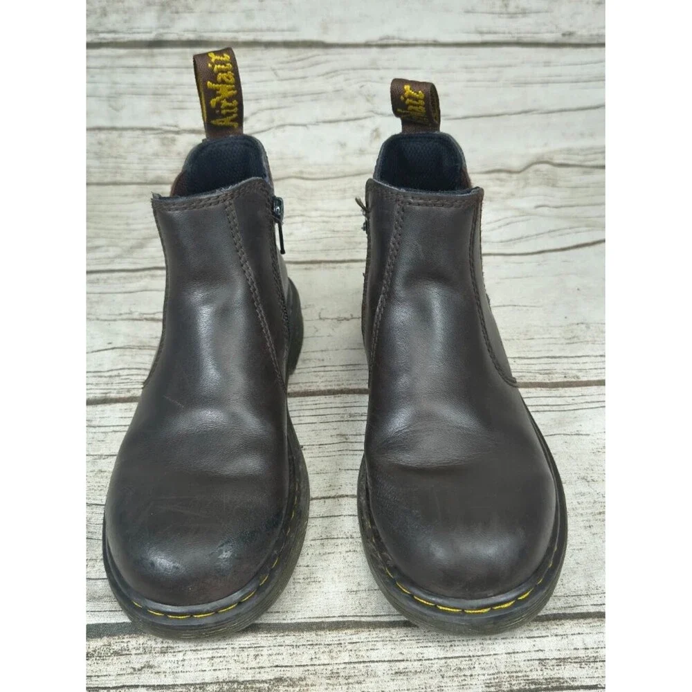 Dr Martens Brown Leather Size Zip Boots Youth Size 2